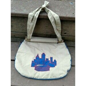 MLB Chicago Cubs Wrigley Field Baseball Purse Handbag Cream Blue Red Strap